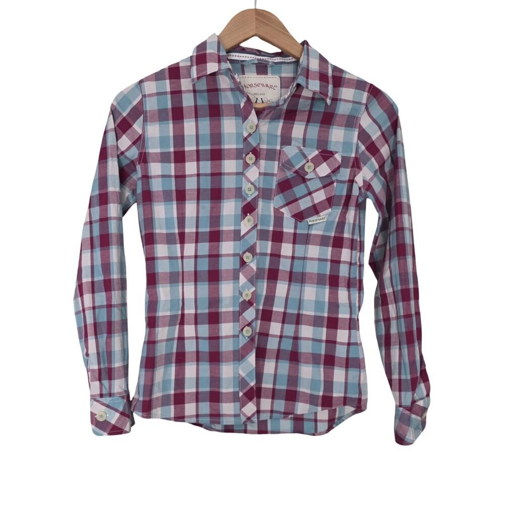 Women's - Horseware Long Sleeve Plaid Button Down Shirt, Size Small